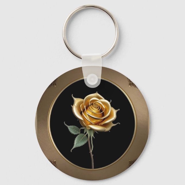 Ornate Rose Accent for Personal Keepsakes Key Ring (Front)