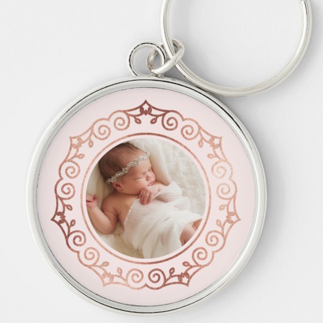 Ornate Rose Gold Wreath Key Ring (Front)