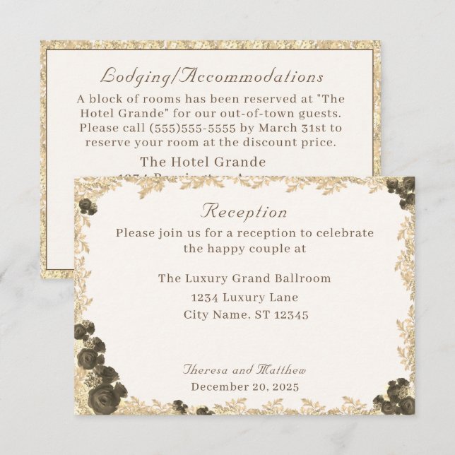 Ornate Roses Catholic Enclosure Card (Front/Back)