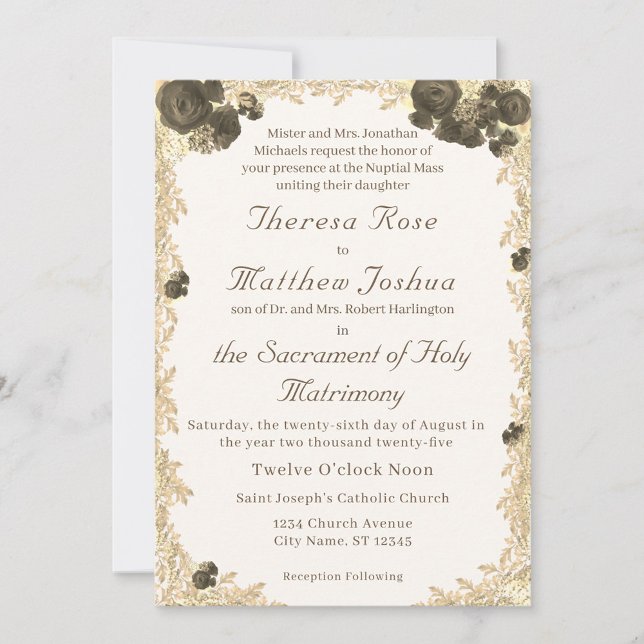Ornate Roses Catholic Wedding Invitation (Creator Uploaded)