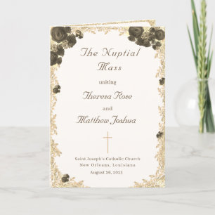 Ornate Roses Catholic Wedding Program