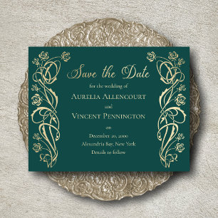 Ornate Roses Wedding Save The Date