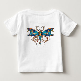 Ornate Royal Blue Gold Baroque Butterfly Baby T-Shirt