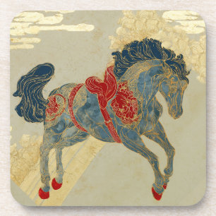 Ornate Royal Blue Horse Coaster
