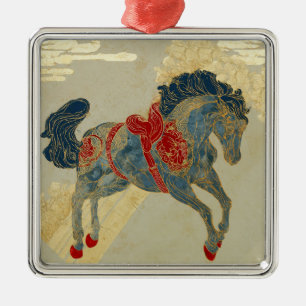 Ornate Royal Blue Horse Metal Ornament