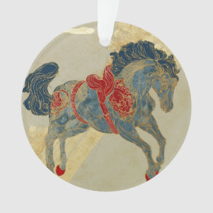 Ornate Royal Blue Horse Ornament