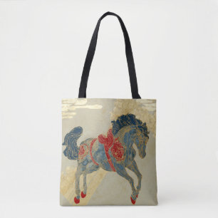 Ornate Royal Blue Horse Tote Bag