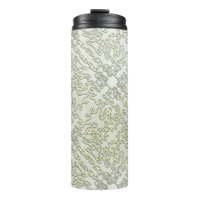 Ornate Scribble Pattern in Gold & Silver Thermal Tumbler (Front)