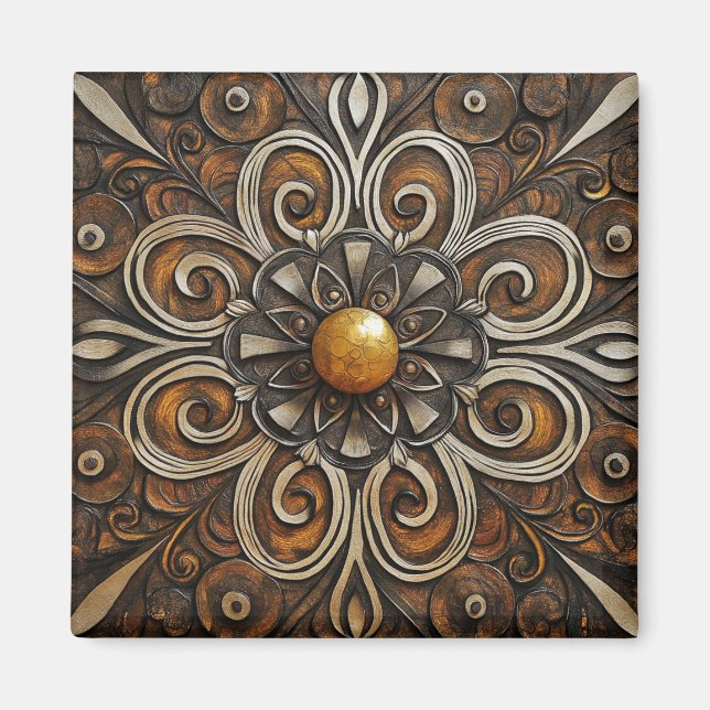 Ornate Scrollwork with Golden Centre 3 Magnet (Front)