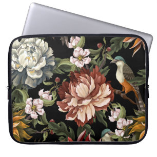 Ornate seamless pattern with vintage peonies,  ros laptop sleeve