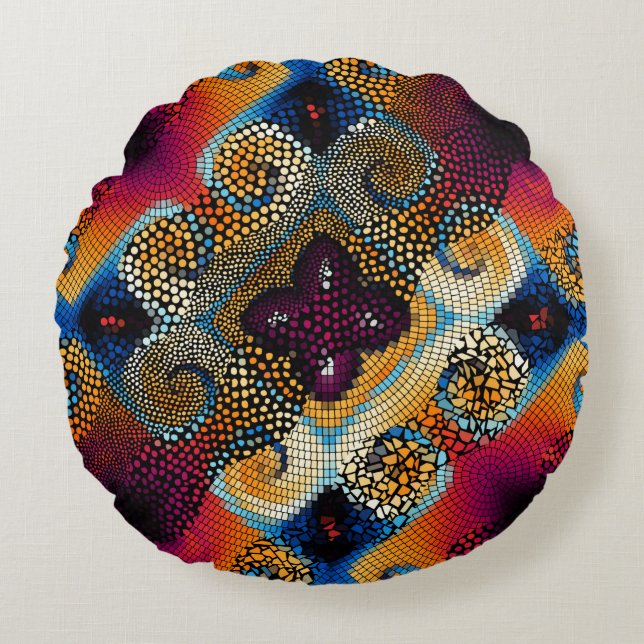 Ornate seamless texture background. Diagonal waves Round Cushion (Front)