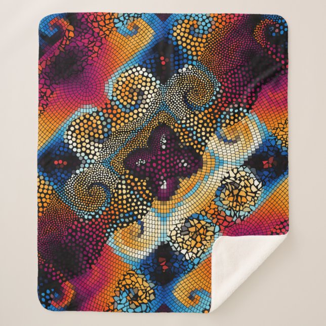 Ornate seamless texture background. Diagonal waves Sherpa Blanket (Front)