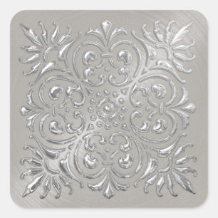 Ornate Silver Embossed Look Sticker