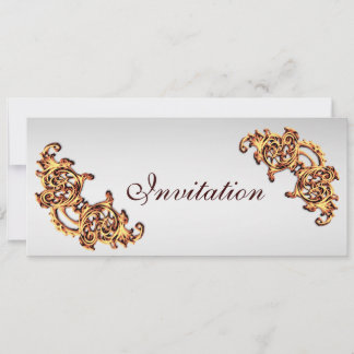 Ornate silver gold swirl classy wedding invitation