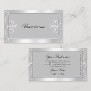Ornate Silver Light Grey Sparkle Jewels Ornamental Business Card