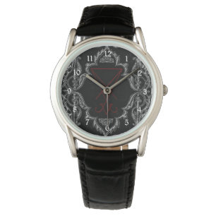 Ornate Silver Lucifer Sigil Occult Art Watch