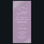 Ornate Silver on Lavender Simple Elegant Wedding Program<br><div class="desc">This beautiful wedding program features an elegant design with white text on a dusty purple or lavender background and lacy silver grey faux foil curls and swirls in the corners. The titles are written in fancy script calligraphy, and there is space for your ceremony and wedding party details, as well...</div>