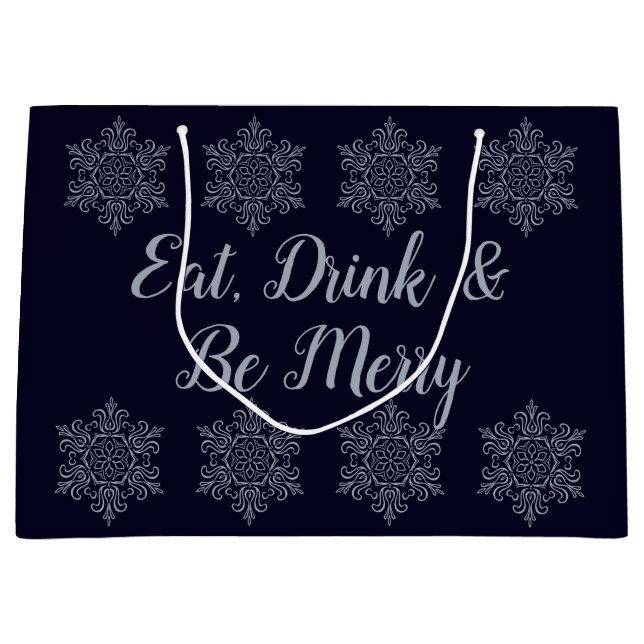 Ornate Silver Snowflake Large Gift Bag (Front)