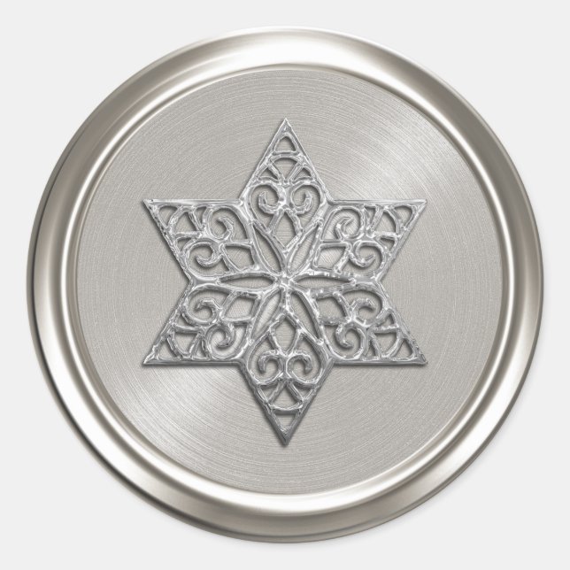 Ornate Silver Star of David Envelope Seal (Front)