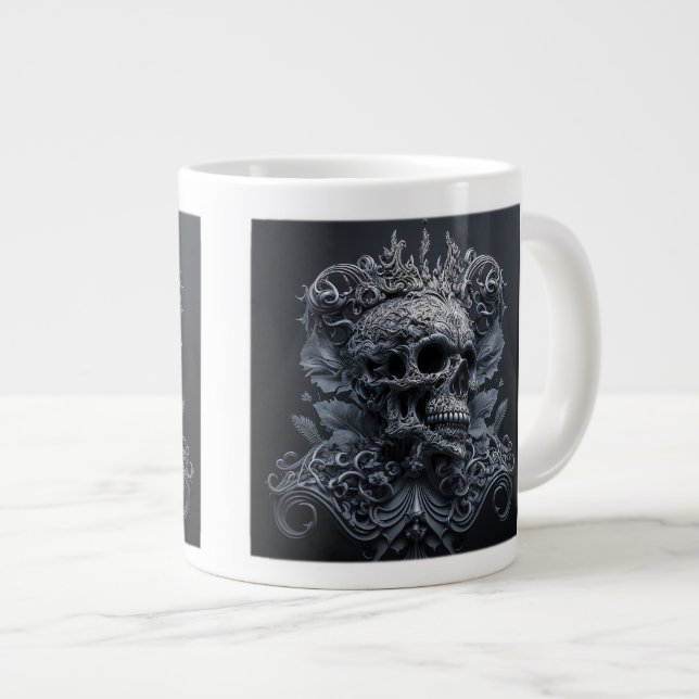 Ornate Skull Jumbo Mug  (Front Right)