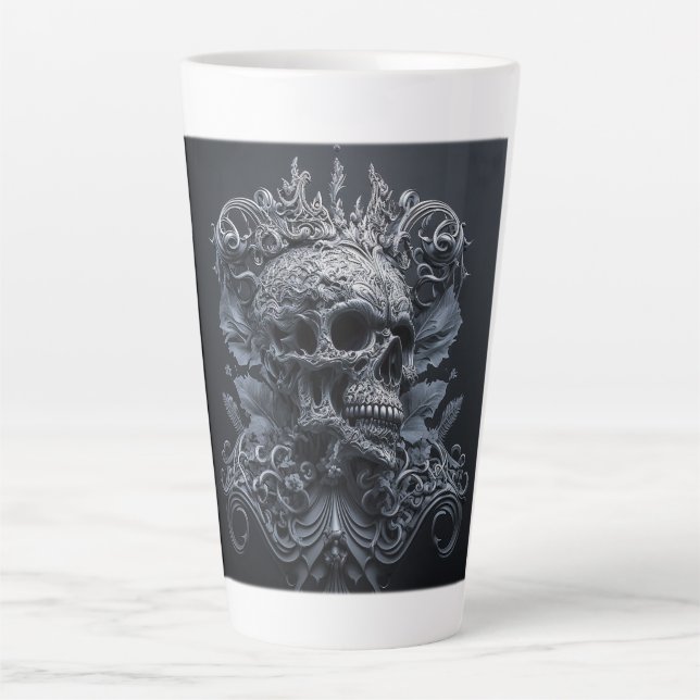 Ornate Skull Latte Mug  (Front)