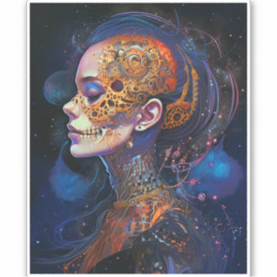 Ornate Skull Woman Surreal Art