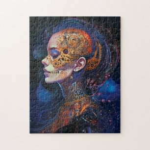 Ornate Skull Woman Surreal Art Jigsaw Puzzle