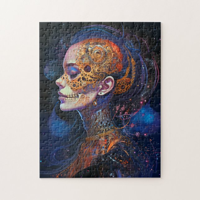 Ornate Skull Woman Surreal Art Jigsaw Puzzle (Vertical)