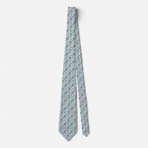Ornate Sloth Print Tie - Blue