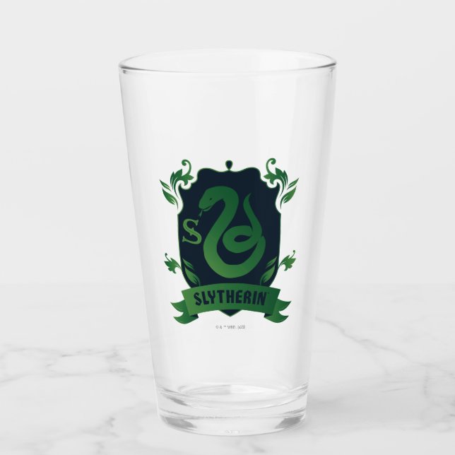 Ornate SLYTHERIN™ House Crest Glass (Front)