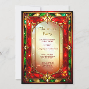 Ornate Stained Glass Frame Holiday Party Invitation