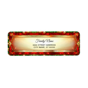 Ornate Stained Glass Frame Holiday Return Address Label