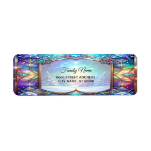 Ornate Stained Glass Frame Holiday Return Address Label