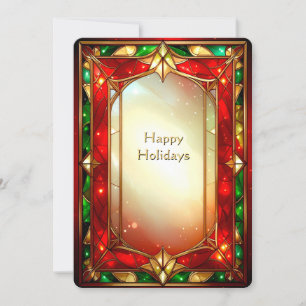 Ornate Stained Glass Frame Pattern Holiday Card
