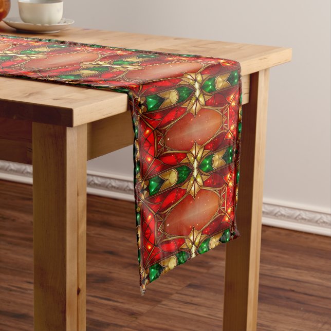 Ornate Stained Glass Holiday Table Runner (In Situ)
