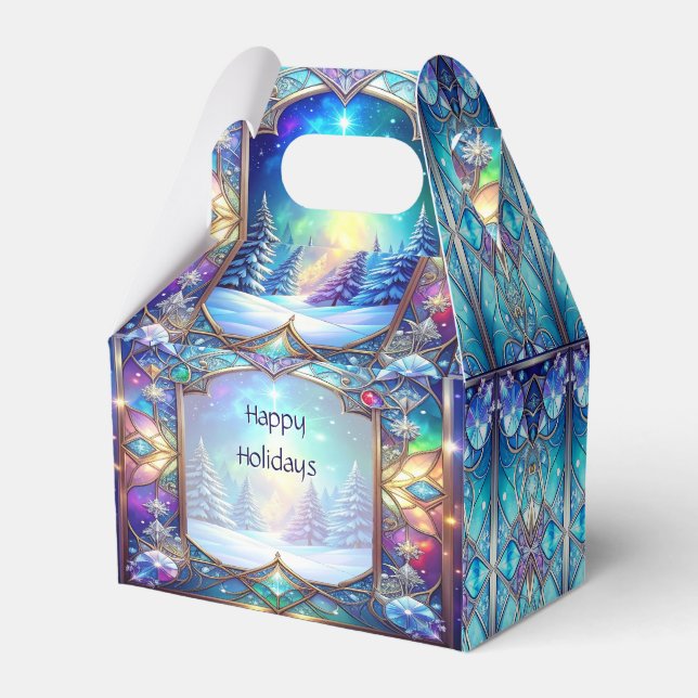 Ornate Stained Glass Pattern Favour Box (Front Side)