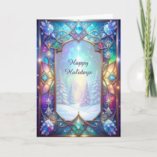 Ornate Stained Glass Pattern Holiday Card