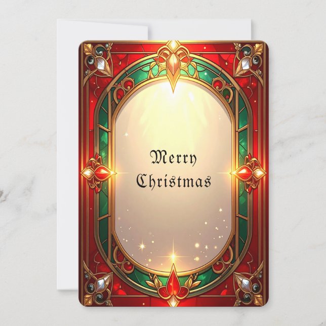 Ornate Stained Glass Pattern Holiday Card (Front)