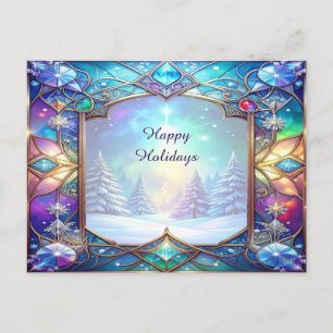 Ornate Stained Glass Pattern Holiday Postcard