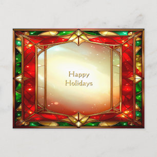 Ornate Stained Glass Pattern Holiday Postcard
