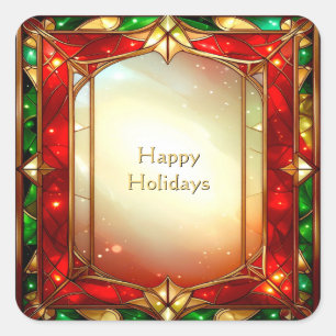 Ornate Stained Glass Pattern Holiday Sticker