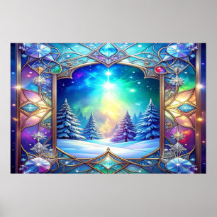 Ornate Stained Glass Pattern Poster