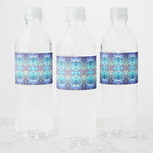 Ornate Stained Glass Pattern Water Bottle Label