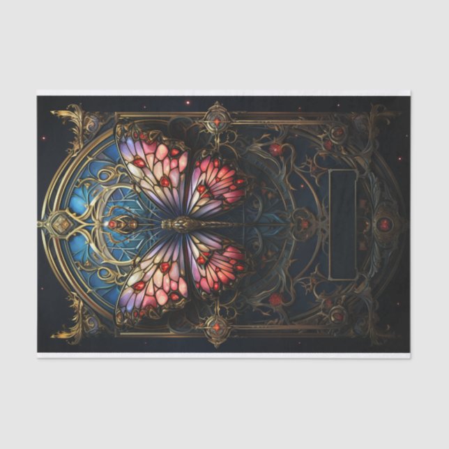 Ornate stained-glass style butterfly tissue paper (Front)