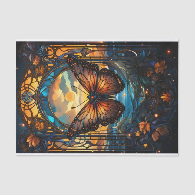 Ornate stained-glass style butterfly tissue paper (Front)