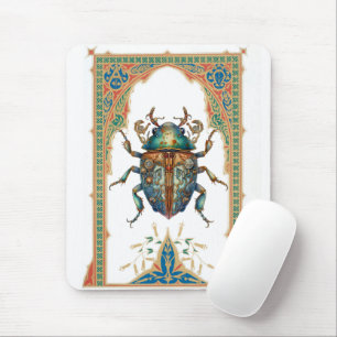 Ornate steampunk blue beatle mouse pad