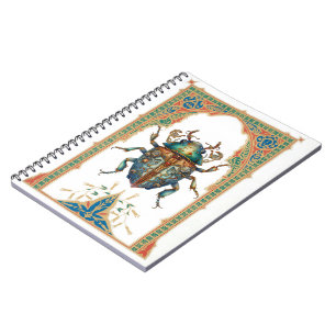 Ornate steampunk blue beatle notebook