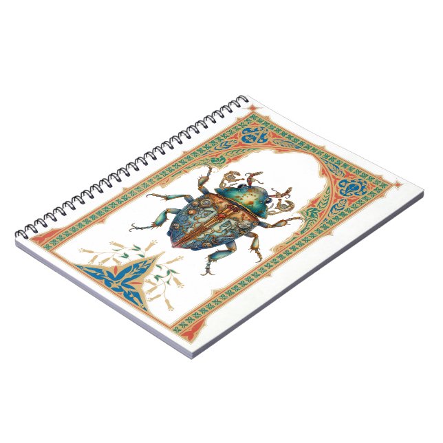 Ornate steampunk blue beatle notebook (Left Side)
