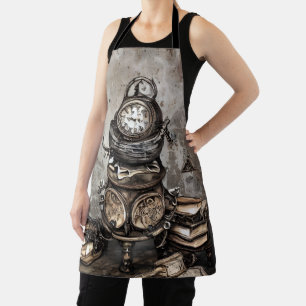 Ornate Steampunk Cauldron   Spellbooks and Clocks Apron