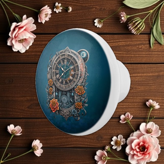 Ornate Steampunk Clock with Roses. Ceramic Knob (Creator Uploaded)